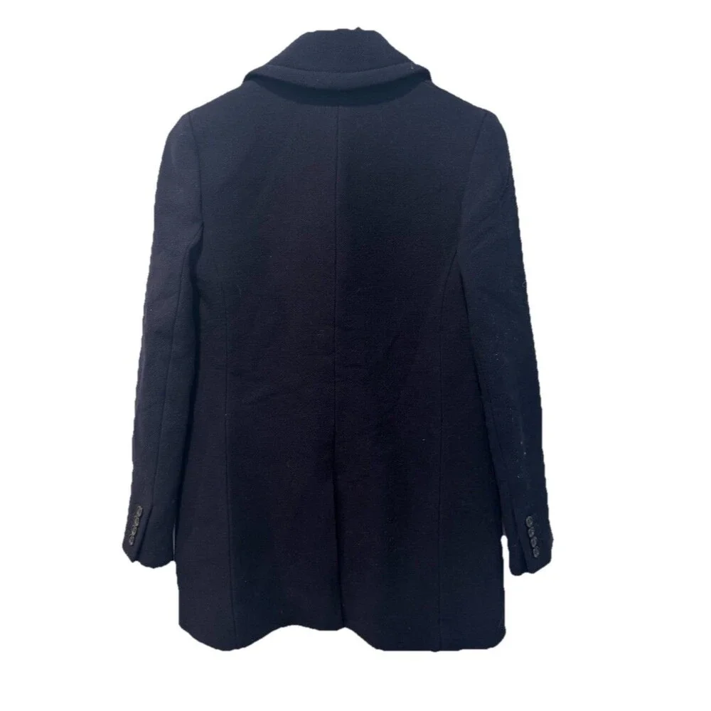 J. Crew Double Cloth Italy Wool Blend Double Breasted Pocket Pea Coat Navy Sz 00 - Picture 6 of 6